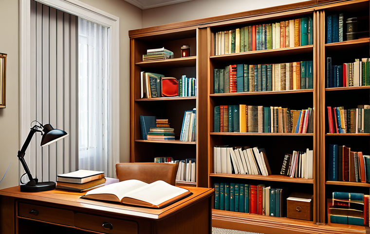 학생의 온라인 학습 습관 형성하기 - Cozy Study Nook**
"A bright and inviting home study space, featuring a clean wooden desk, comfortab...
