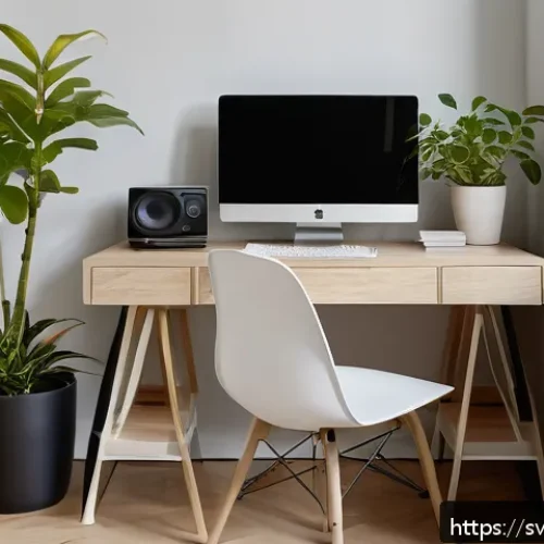 Home 31 효과적인 온라인 교육을 위한 연구 동향 - A modern, well-lit home study corner in a Swedish apartment, featuring a clean, organized desk with ...