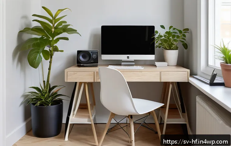 효과적인 온라인 교육을 위한 연구 동향 - A modern, well-lit home study corner in a Swedish apartment, featuring a clean, organized desk with ...